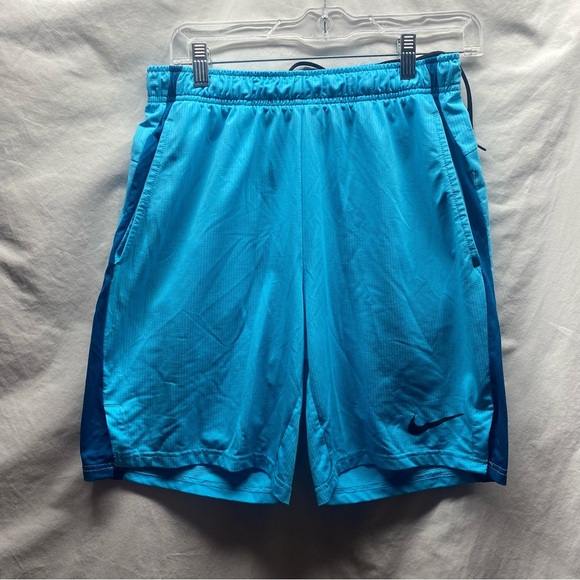 Nike Mens Dri Fit Shorts M Blue Standard Fit Active Athletic Drawstring - Picture 1 of 3
